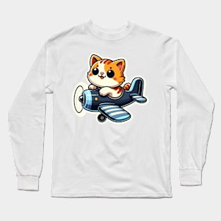 kitty on a plane Long Sleeve T-Shirt